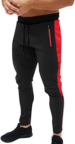 Calça as calças Street Men's Sweatpante Fitness com zíper mais esportivo de calças casuais bolsões jogging masculino
