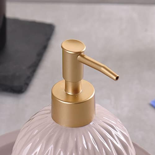 WHJY Brown Ceramics Gold Soap Dispenser para banheiro, dispensador de sabão de loção para pia do banheiro