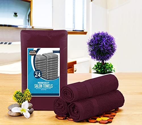 Pacote de toalhas de utopia de 30 toalhas de salão e mão premium - embalagem de 24 toalhas de salão,