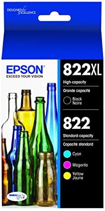 Epson T822 Durabrite Ultra Ink de alta capacidade preto e padrão cartucho colorido combo pack & t822 durabrite