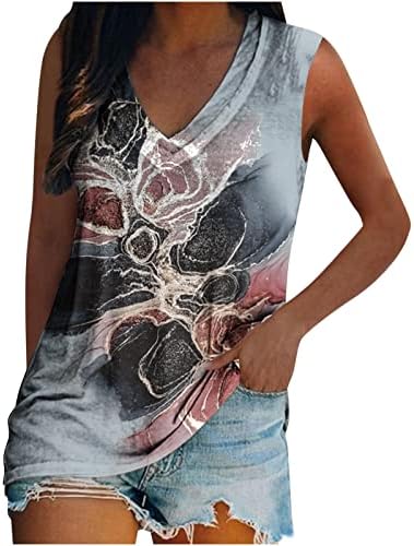 Charella Ladies Shirt camisa sem mangas Tees para meninas adolescentes Vneck Marble Graphic Summer outono