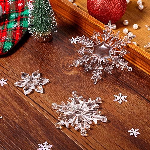36 peças Ornamento de floco de neve de cristal de plástico ACRYLIC Xmas Snowflake para Decoração