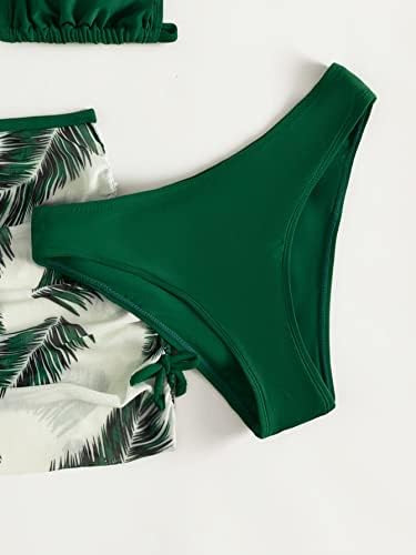 Sheenhe Girl's 3 peças Prinha de folha de alto corte Halter Triangle Biquíni Sapiçal com saia de praia