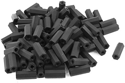 Aexit 100 PCs Spacers & Standoffs M3 x 15mm Nylon Black Hex Hexagonal Threaded Spacers Spacer Suporte