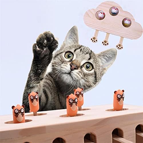FEGOCLT CATS provocando brinquedo de madeira sólida quebra -cabeça interativa gatos interativos
