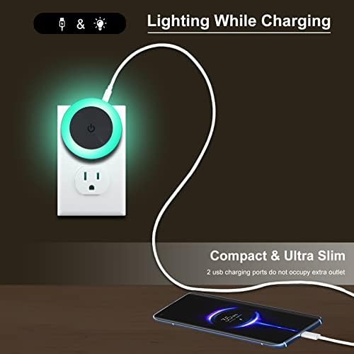 LuckMe Plug -in LED Night Light for Kids, Luz noturna de viagem USB diminuída, Alteração de cor quente