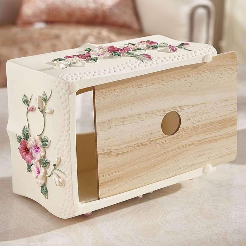 Dingzz Wooden Tissue Box Rose Decoration Room Living Sala de guardanapo caixa de papel Caixa de papel