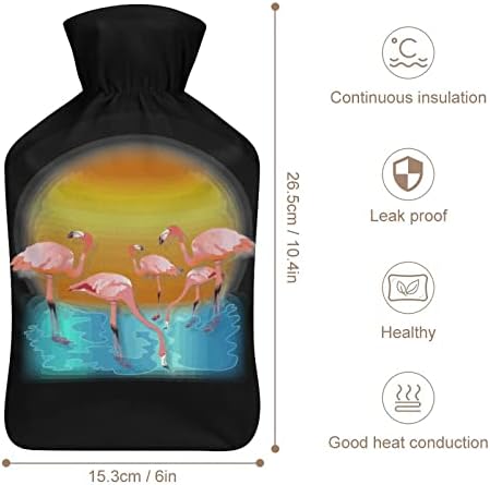 Flamingo Sunset Water Hot Bamaded Rubber Bed mais quente bolsa quente com tampa para cólicas do período de alívio
