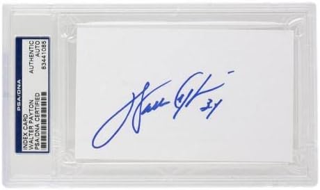 Walter Payton assinou assinado em Blue Slabbed Chicago Bears Index Card PSA/DNA - NFL Cut Signature