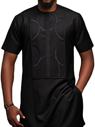 Roupas africanas para homens Manga curta Dashiki roupas vestuário de 2 peças Camisa de terno e calça T-shirt
