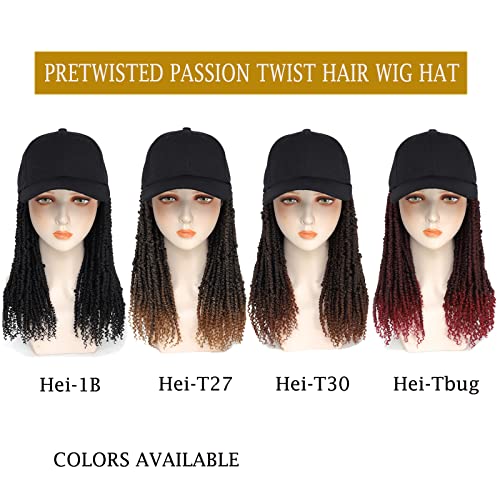 Alirobam Hat Wig Campa de beisebol curta peruca com ombre marrom paixão marrom twist extensões de cabelo sintético
