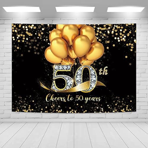 IMIRELL 50º BINDERNO BABELAR PARAPENDO 7WX5H FETO BALOLON Black Gold Cheers a 50 anos de idade brilhante Bling