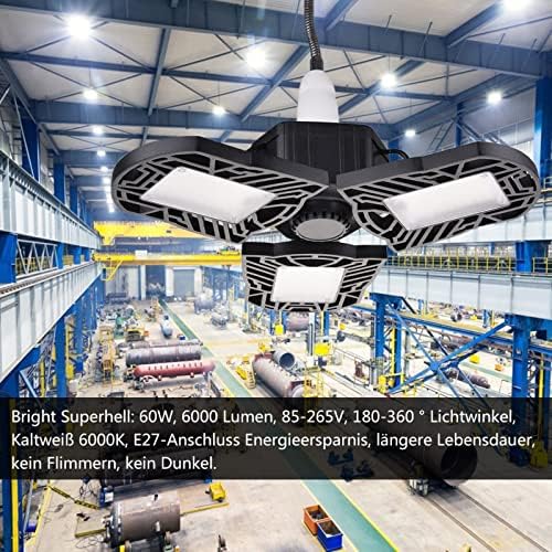Luzes de teto de garagem LED com 3 painéis ajustáveis, luzes de teto de garagem Ultra Bright de 6000lm,