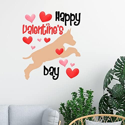 Valentine Red Heart Dog Silhueta Adesivo Decalque para Wall Feliz Dia dos Namorados do Dia dos Namorados