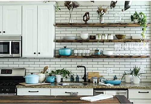 Oerju 5x3ft Modern Kitchen Backdrop Branco Brick Wall Cook Tools Decoração de interiores Anterior para