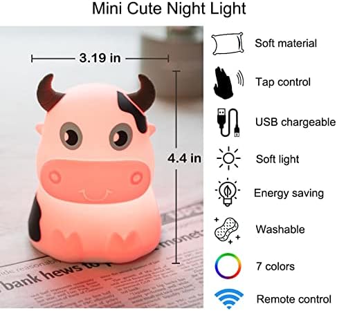 Aveki Night Light for Kids, lâmpada de luz noturna recarregável de controle portátil, troca de cores, controle
