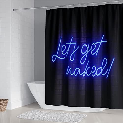 Mrlyouth Neon vamos pegar cortinas de chuveiro nuas para o banheiro, 4 PCs Citações engraçadas Obtenha conjuntos