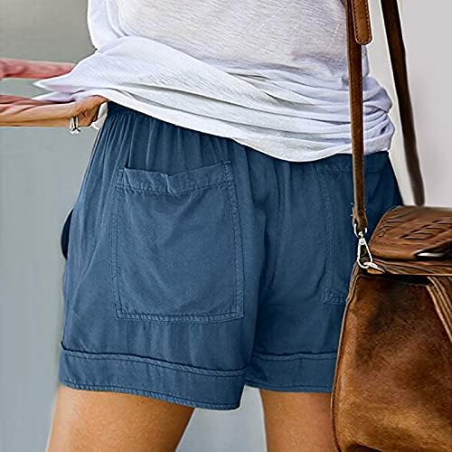 Shorts casuais para mulheres com cordão elástico de cordão shorts folgados com bolsos shorts de salão leves
