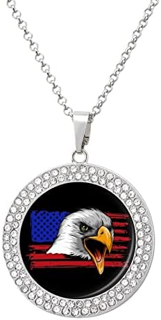 American Eagle USA Flag Women's Colar Jóias Personalizadas Comprimento Ajustável Pingente para Mamãe Esposa