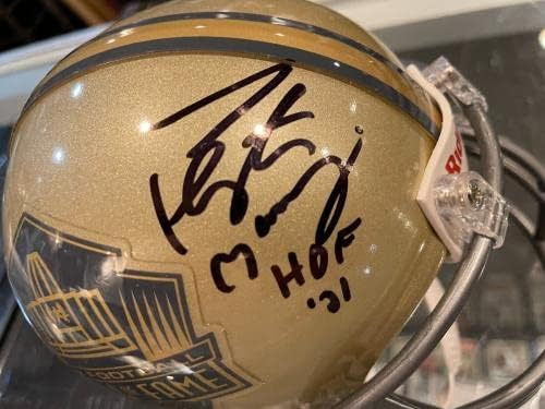 Peyton Manning Colts Broncos Hall da Fama Gold Mini Capacete JSA Hof 21 - Capacetes NFL autografados