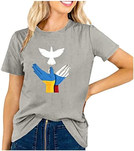 Camisetas femininas do Nokmopo Tampa Casual Plus Size Summer Summer Padrão O-Gobes Padrão O-Gerada