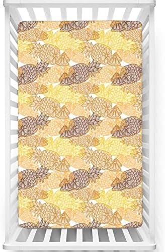 Folha de berço com tema de abacaxi, lençóis de berço de colchão de berço padrão folhas de berço de fabrica