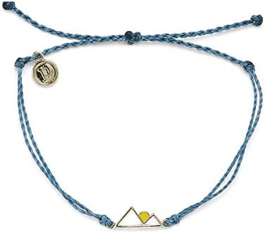 Pura Vida Silver ou Gold Sunrise Mountain Bracelet - à prova d'água, banda ajustável - charme da marca