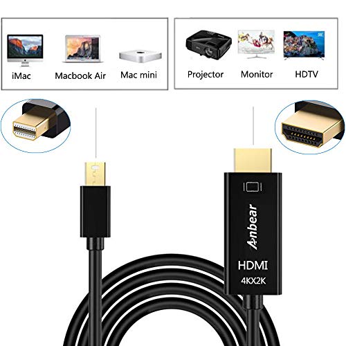 AnBear Mini DisplayPort para cabo HDMI 4K, Thunderbolt para cabo HDMI 6 pés até 4k@30Hz