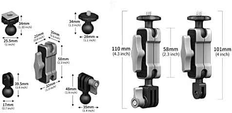 Suporte de montagem de câmera de ação gowenic, 360 graus de suporte de suporte de câmera de liga