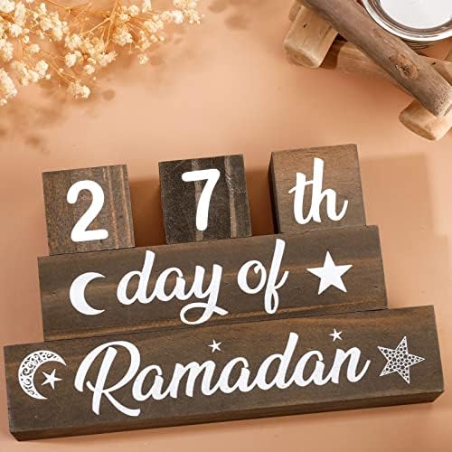 5 Peças Ramadã Block Set Ramadã Contagem regressiva do advento Eid Calendar contagem regressiva Decoração