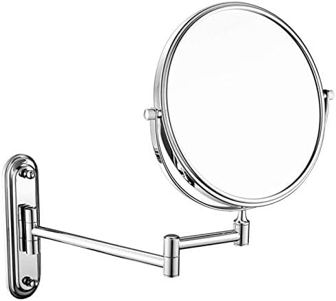 Espelho de maquiagem montado na parede RFXCOM, espelho de barbear de dupla face de bronze de 8 polegadas,