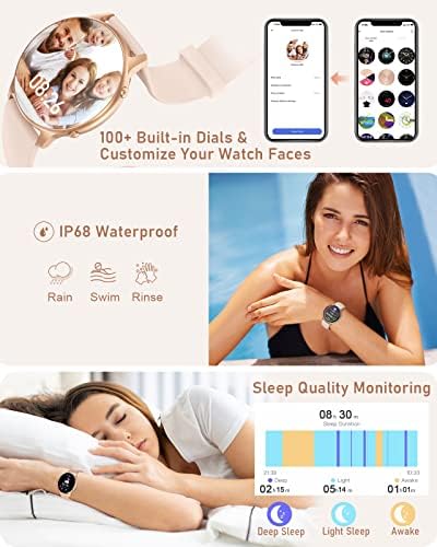 Round Face Smart Watches for Women, Modos 16Sports 2023 Novo Smartwatch iPhone/Samsung Compatível, 3ATM