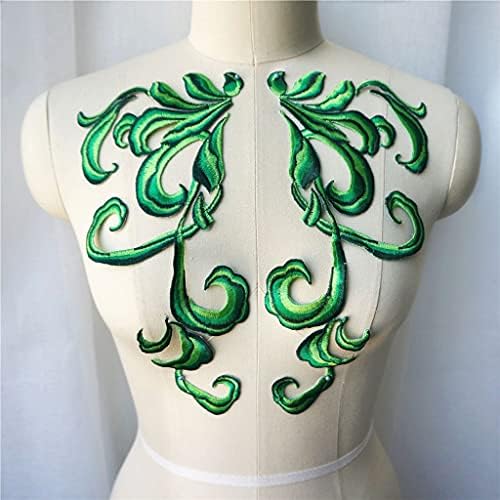 Apliques de tecido verde de Walnuta 2pcs costuram ferro em manchas de colar bordado para vestido de casamento