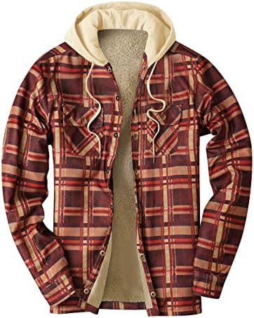 Jaqueta para homens, macus de camisa quente e grossa jaquetas de outono e inverno sherpa camisetas ladeadas