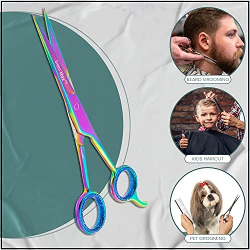 Tesoura de cabelo max verde, tesoura de barbeiro cortando cabelos, lâminas afiadas, borda de barbear, tesoura de