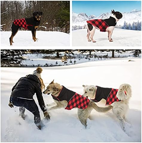 Mklhgty Dog Casaco de cachorro xadrez de inverno, roupas de estimação refletidas no Natal Roupos de estimação