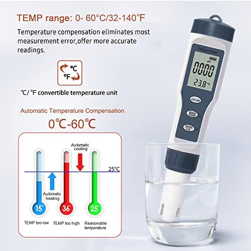 TDS METER 3-1 em 1 Pen do testador Digital TDS com medição de temperatura pH TDVERMENTO ALTA precisão 1-19999ppm