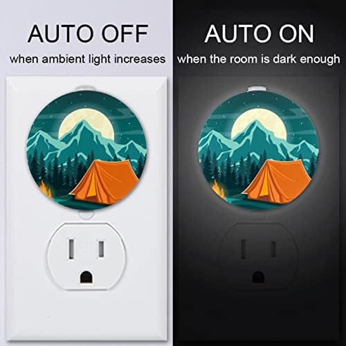 2 Pacote Plug-in Nightlight LED Night Light Tents nas montanhas com sensor de anoto
