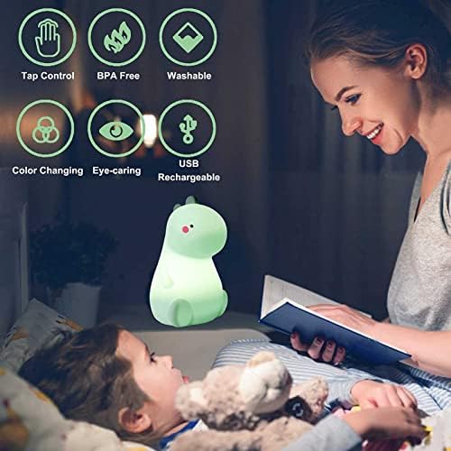 Xianfei Dinosaur Night Light for Kids, portátil Cute Cutol Cores Mudança de silicone