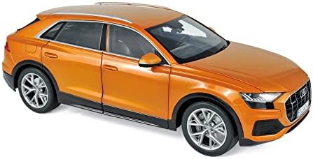 Diecast Car W/Exibir estação - 2018 Audi Q8 Hardtop, Orange - Norev 188371 - 1/18 Escala Diecast Model Toy