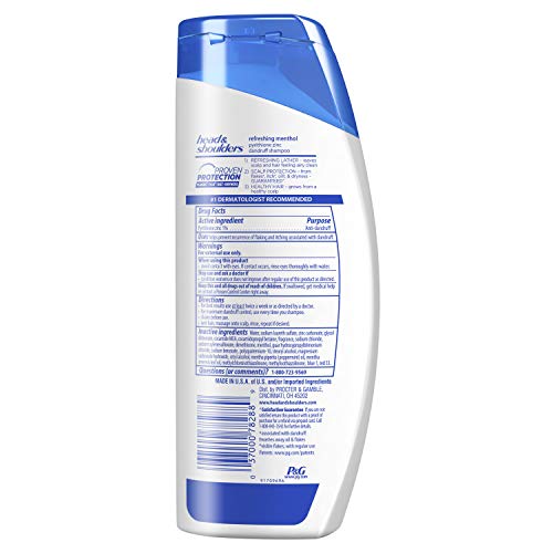 Cabeça e ombros refrescantes de shampoo anti-casra de lenço, 12,8 fl oz