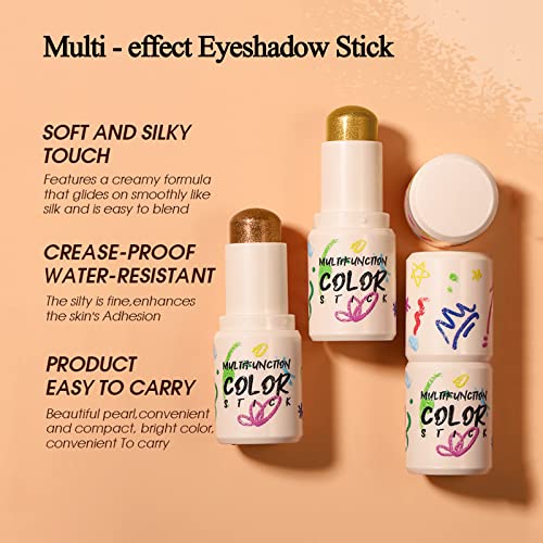 Joyeee Eyeshadow Sticks 4 Cores/Conjunto, Multicolor Preathado Pen Glitter Glitter Shishadow Lápis