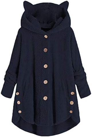 Andongnywell Mulheres de lã Fuzzy de grande porte de manga comprida Open Capeled Coat de Winter Outwear com