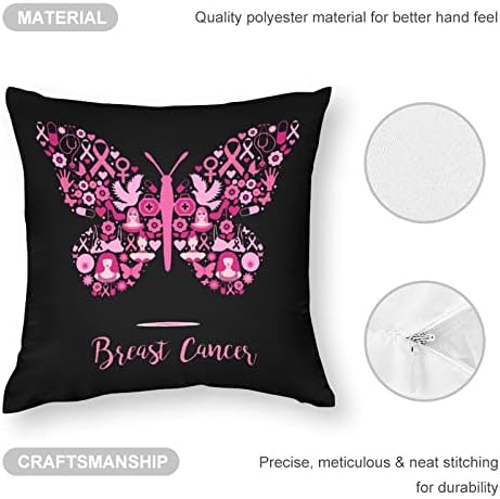 Consciência do câncer de mama com tampas de travesseiro de arremesso de borboleta com almofadas