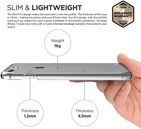 ELAGO IPHONE 7 Plus Case [Slim Fit 2] [Crystal Clear] - [Light] [minimalista] [True Fit] - para iPhone 7 Plus