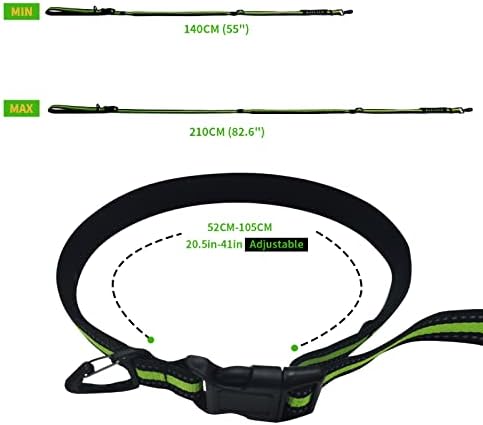Daxiaobao Hands Reflexivo Free Dog Leash com cinto ajustável, alças acolchoadas duplas e bungee durável para caminhar,