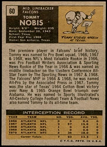1971 Topps 60 Tommy Nobis Atlanta Falcons NM Falcons