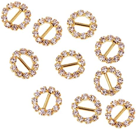 Joymerit 10 peças redondo fitas de casamento de strass de fivelas de fivelas 5mm - ouro