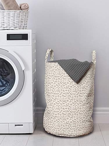 Bolsa de lavanderia em cores neutra de Ambesonne, estilo de renda de renda vintage e estilo de