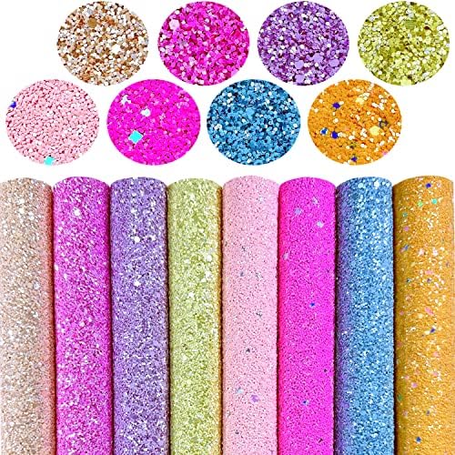 Shalun Matt Creme Glitter Glitter Faux Couro de 8x12inch Sparkle Iridescent Macaroon Candy Fabric